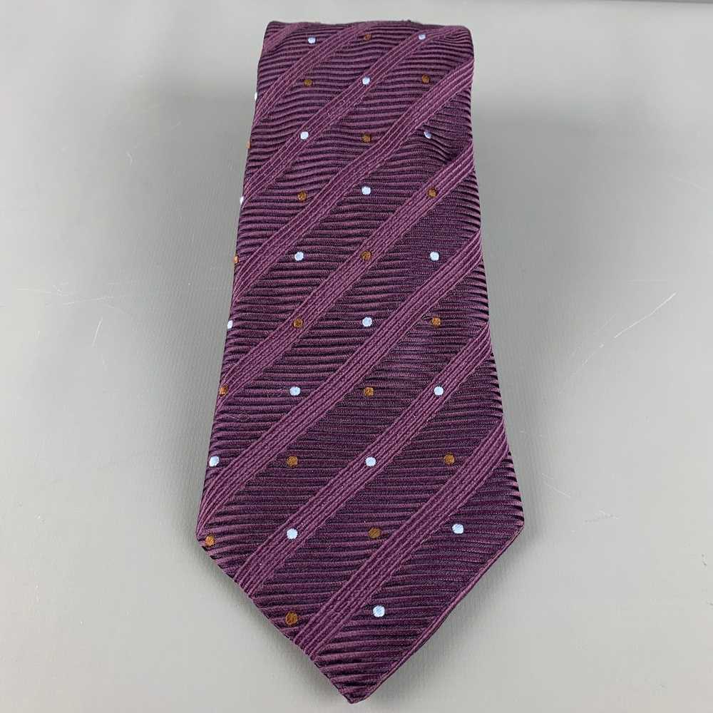 Canali Purple Ribbed Silk Tie - image 2