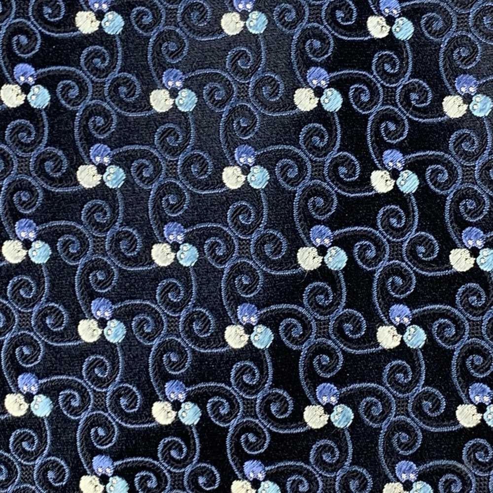 Ermenegildo Zegna Black Blue Swirls Silk Satin Tie - image 3