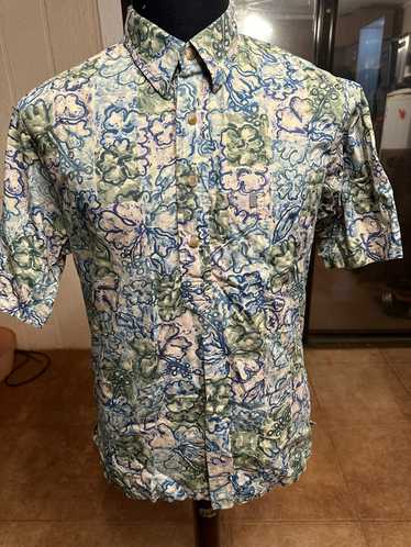 Hawaiian Shirt Kahala 3/4 Button Blue/Green Hawai… - image 1