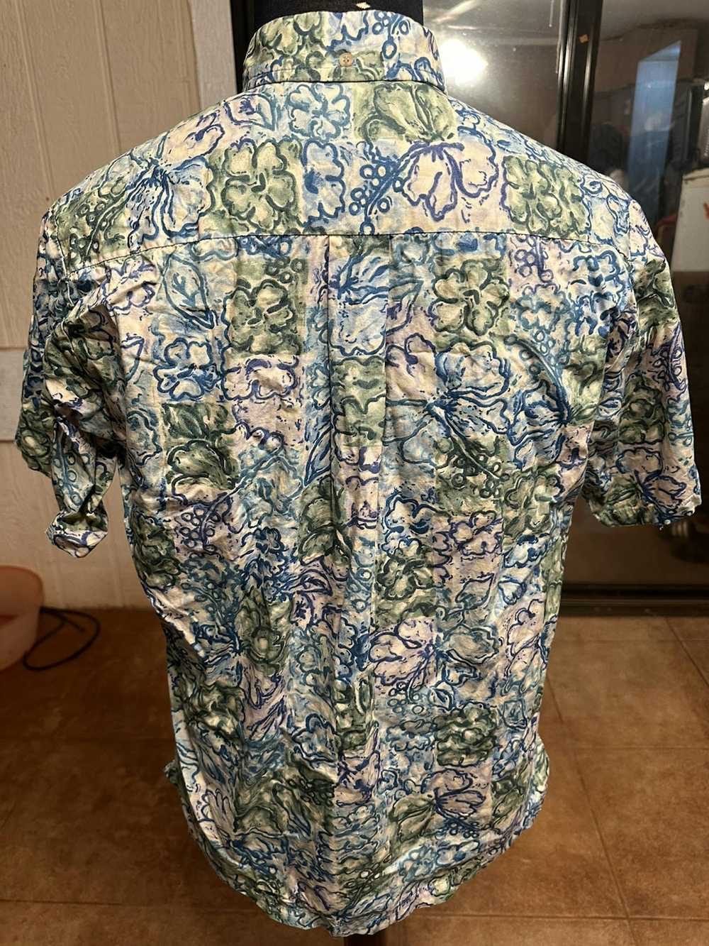 Hawaiian Shirt Kahala 3/4 Button Blue/Green Hawai… - image 2