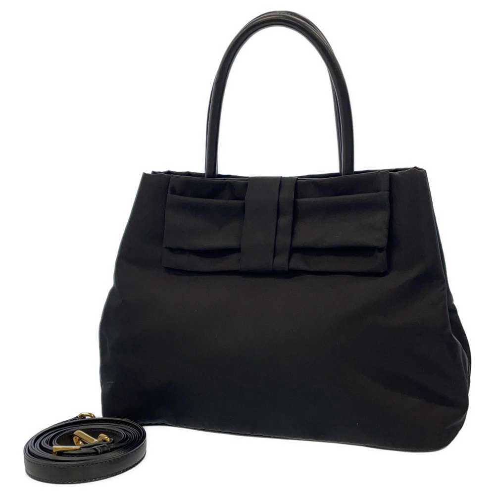 Prada Prada Handbag Ribbon Nylon Shoulder Bag Bla… - image 1