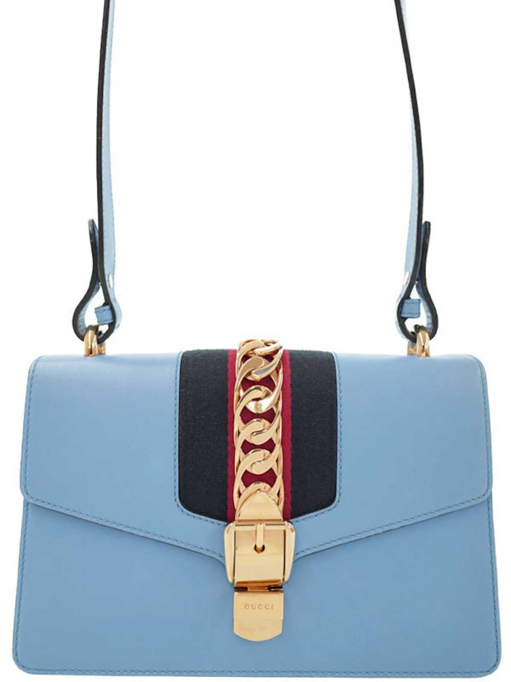 Gucci Gucci Sylvie Shoulder Bag Leather Blue - image 1