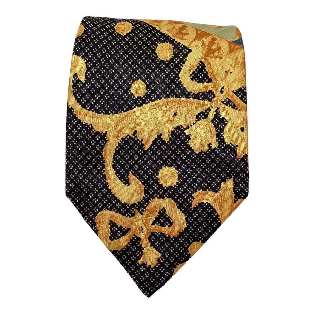 Designer RICHEL ROYAL Gold Baroque Silk Tie HMade… - image 2
