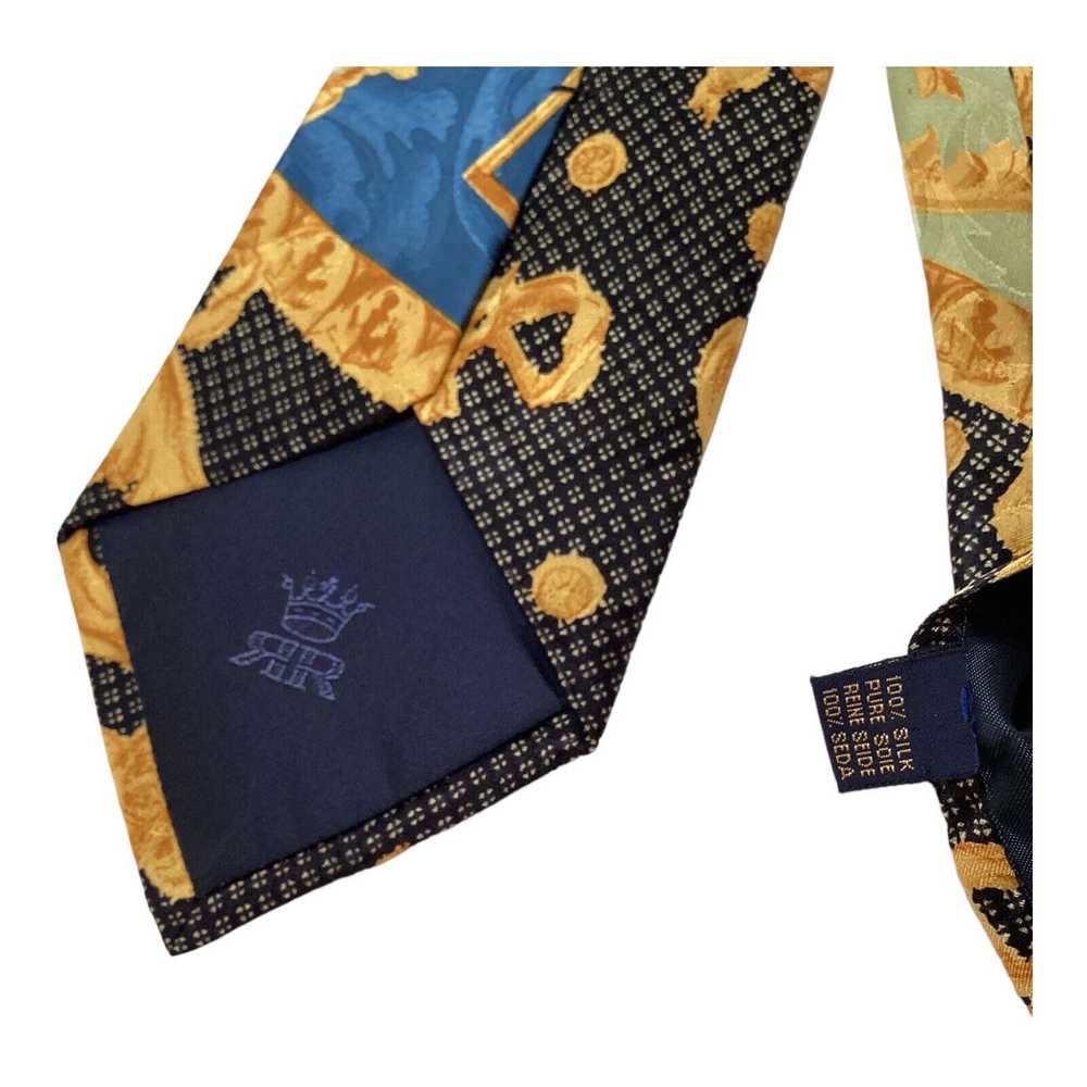 Designer RICHEL ROYAL Gold Baroque Silk Tie HMade… - image 5