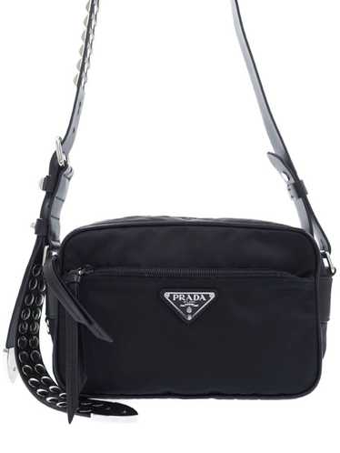 Prada Prada Studded Belt Nylon Shoulder Bag Black