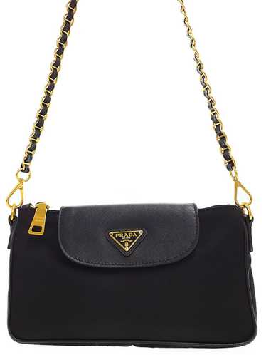 Prada Prada Nylon Chain Mini Shoulder Bag Black