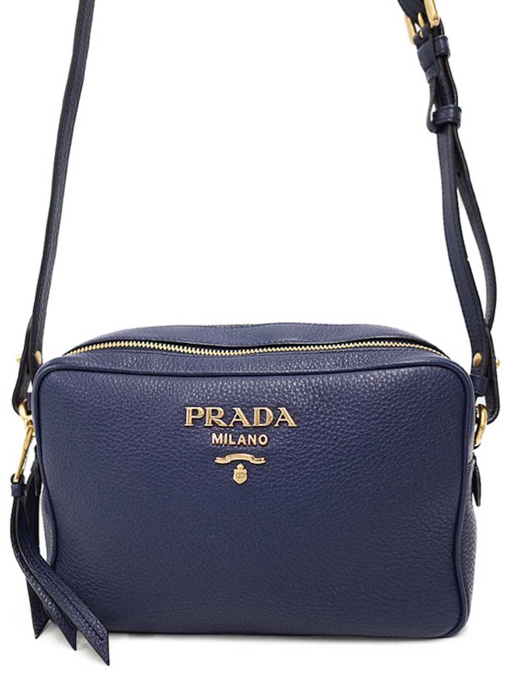 Prada Prada Leather Shoulder Bag Navy - image 1