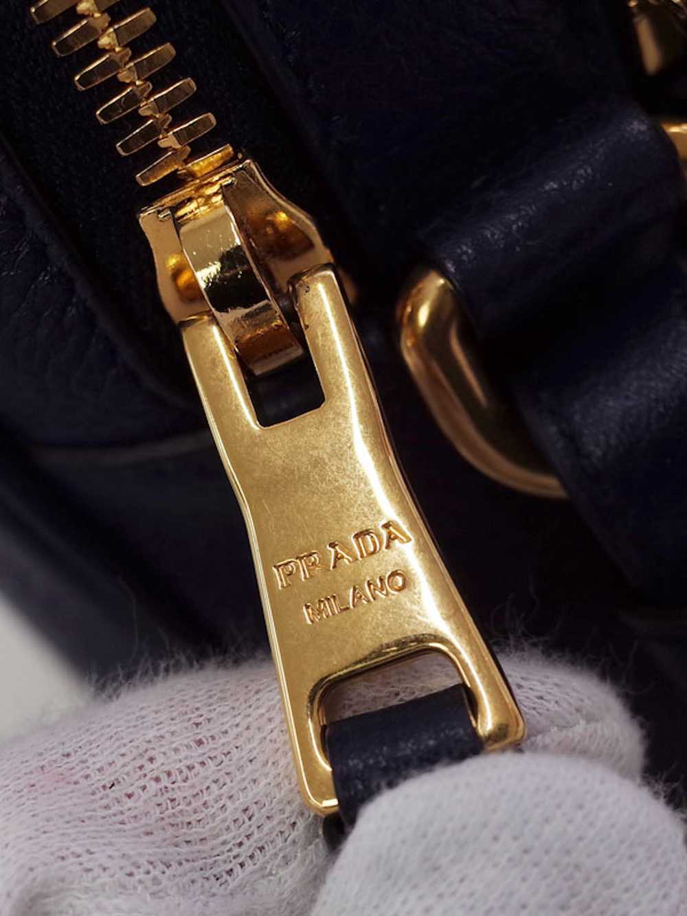 Prada Prada Leather Shoulder Bag Navy - image 5