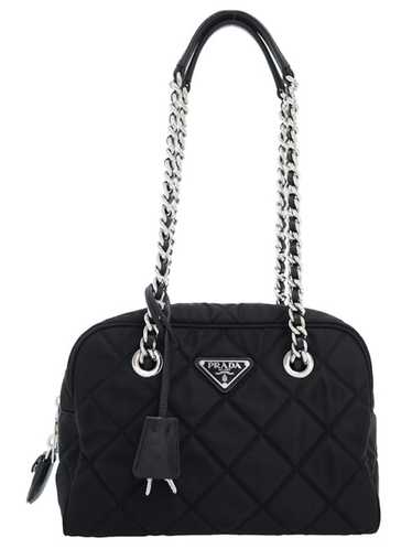 Prada Prada Quilted Nylon Chain Shoulder Bag Black