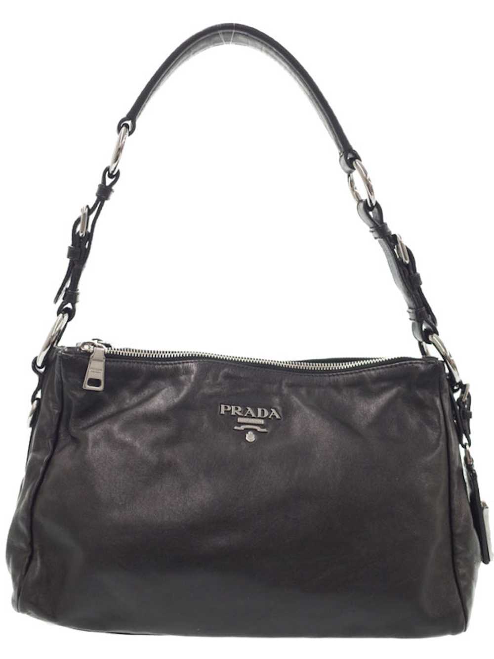 Prada Prada Leather Semi-Shoulder Bag Black - image 1