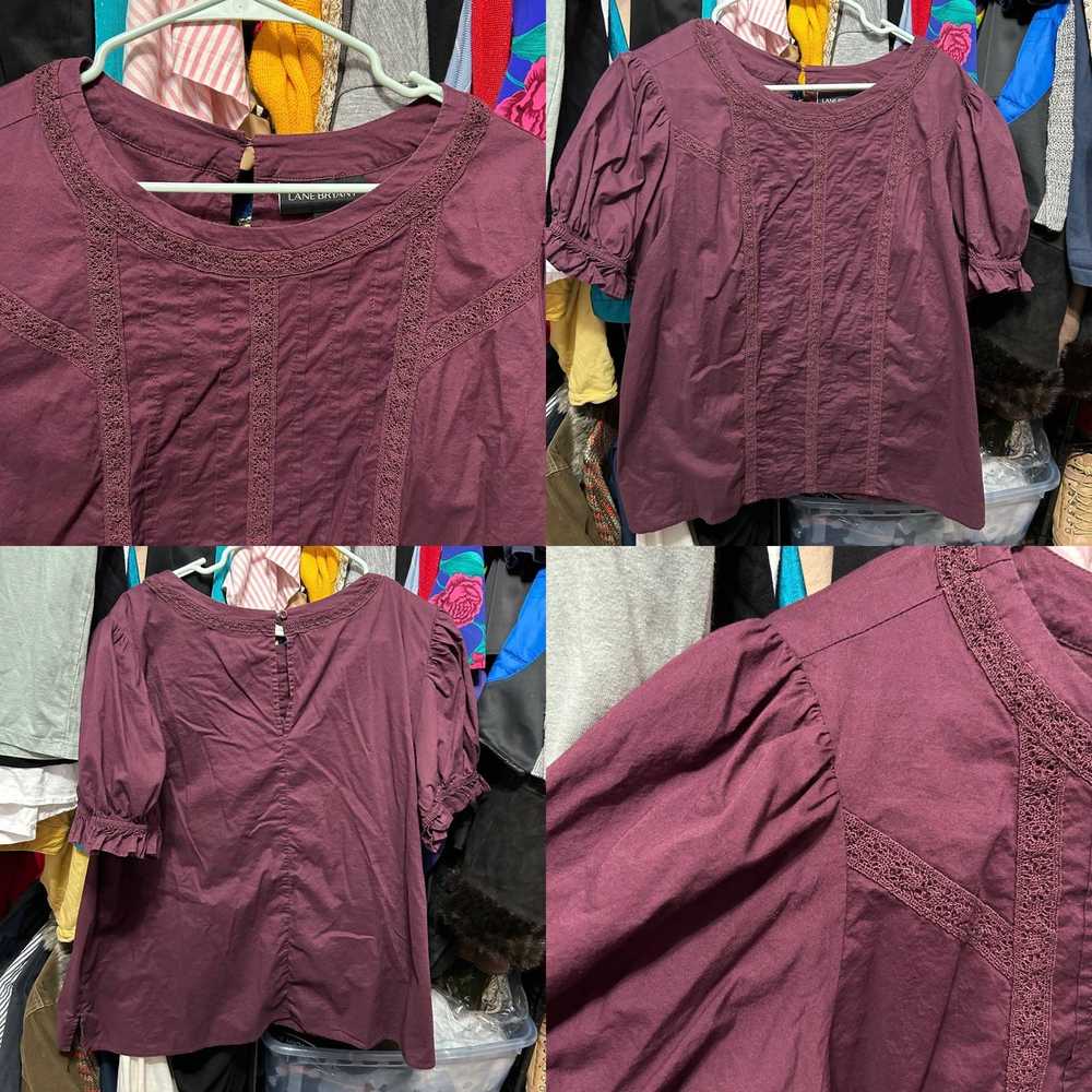 Other Lane Bryant Burgundy Puff Sleeve Pleated To… - image 4