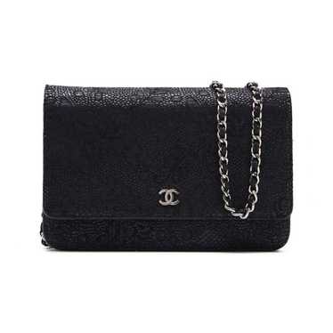 Chanel Chanel Floral Pattern Chain Wallet Leather 