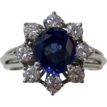 Natural No Heat Sapphire & Diamond Engagement Hal… - image 1