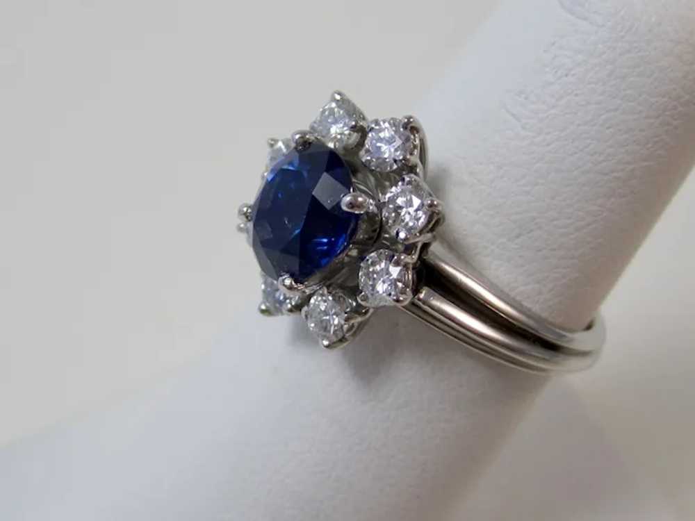 Natural No Heat Sapphire & Diamond Engagement Hal… - image 2