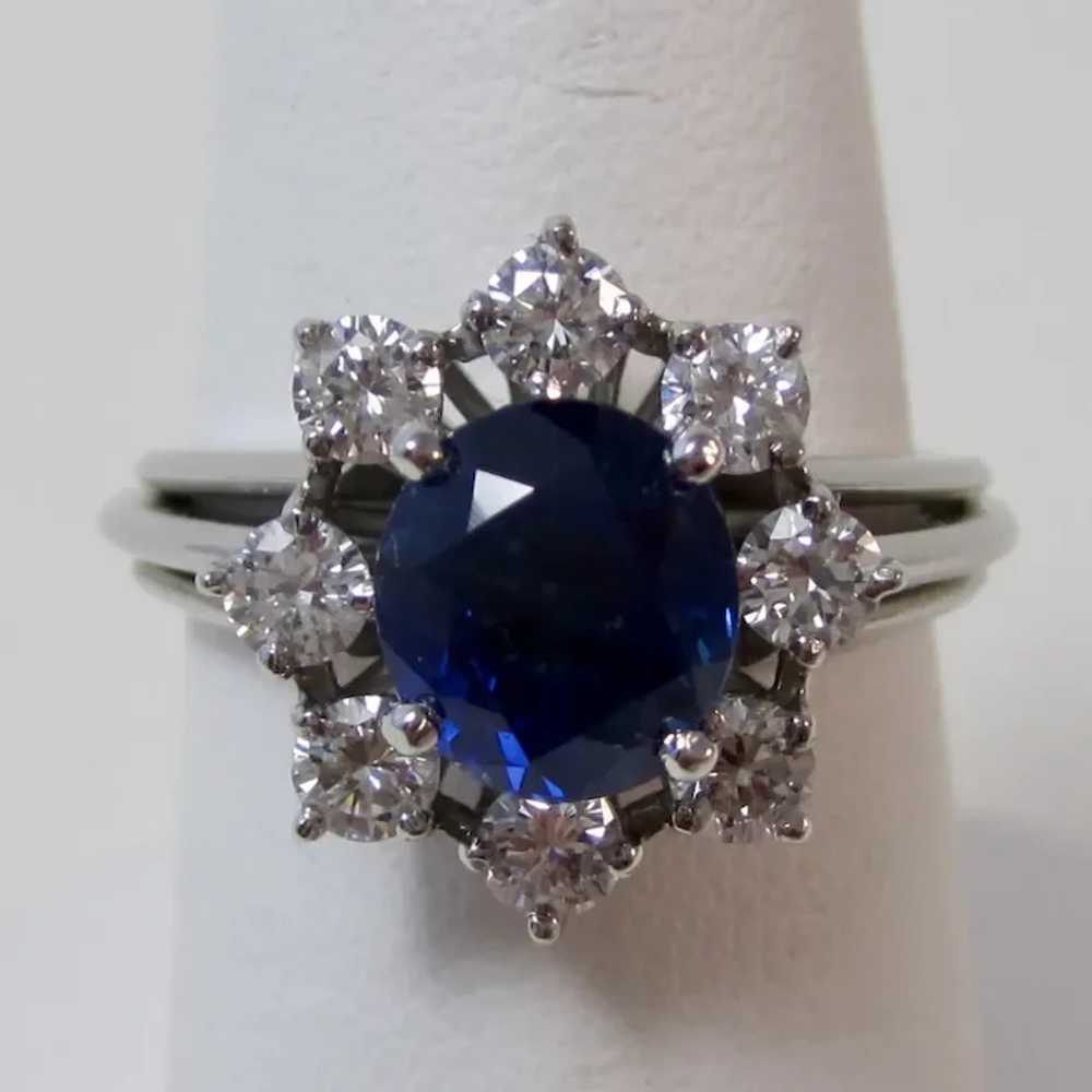 Natural No Heat Sapphire & Diamond Engagement Hal… - image 3