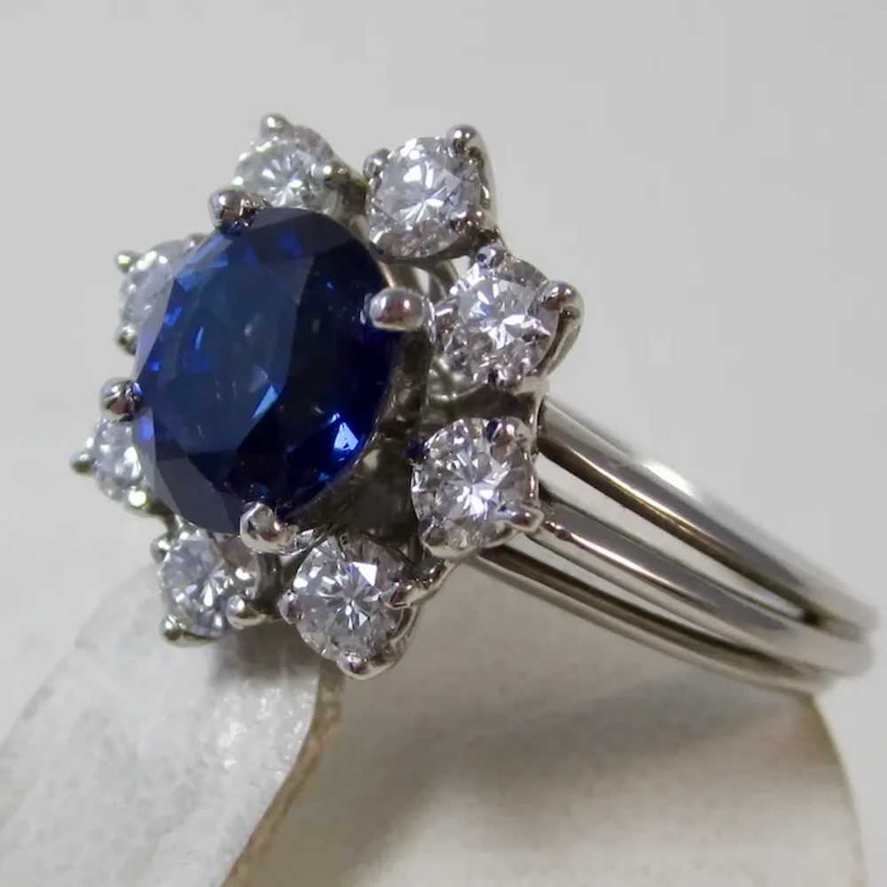 Natural No Heat Sapphire & Diamond Engagement Hal… - image 4