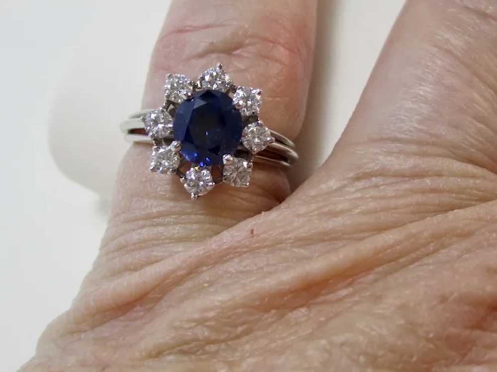 Natural No Heat Sapphire & Diamond Engagement Hal… - image 5