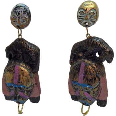 One of a Kind Vintage BOLD Paper Mache Figural Wa… - image 1
