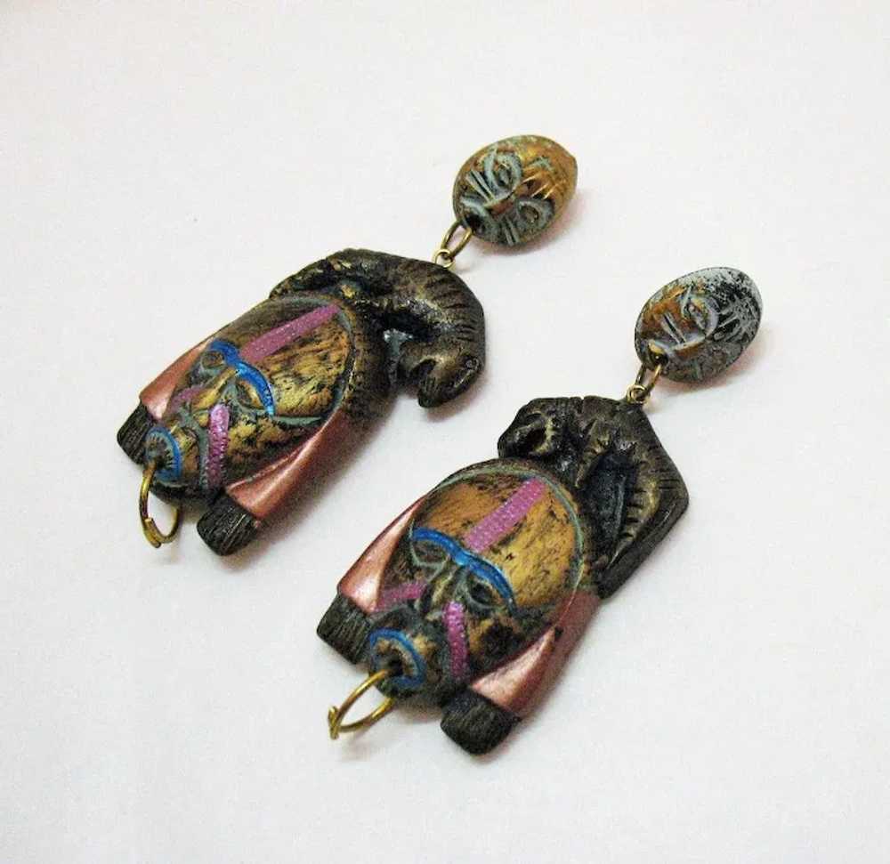 One of a Kind Vintage BOLD Paper Mache Figural Wa… - image 3