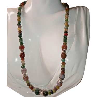 Handcrafted Indian Agate and Sterling Silver Neckl