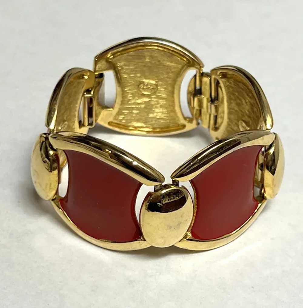 Large vintage Napier bracelet, bright red enamel - image 2