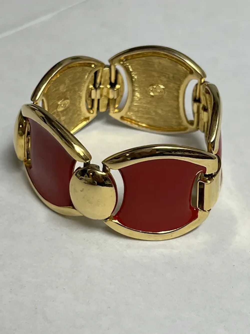 Large vintage Napier bracelet, bright red enamel - image 3