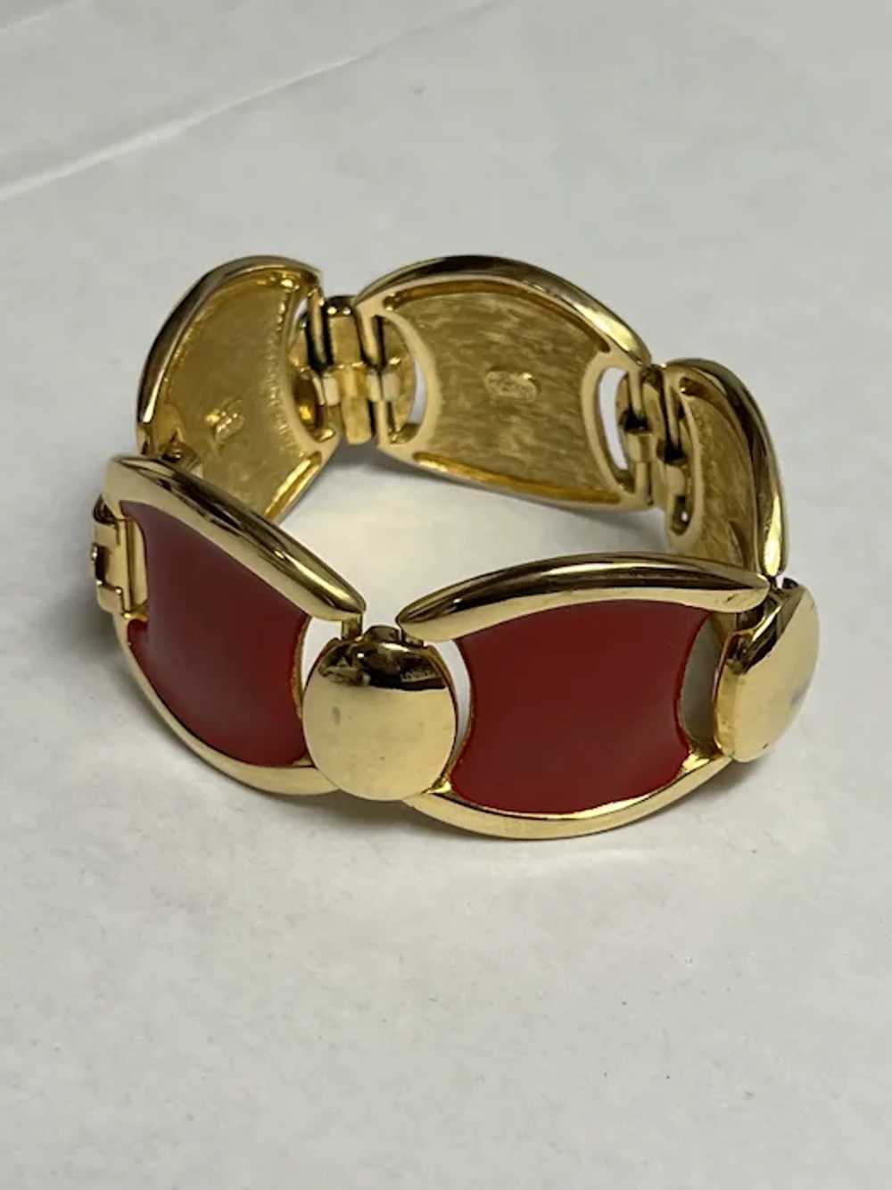 Large vintage Napier bracelet, bright red enamel - image 4