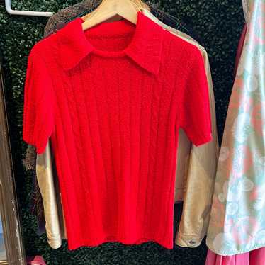 The Perfect Neon Red 70’s Sweater Shirt