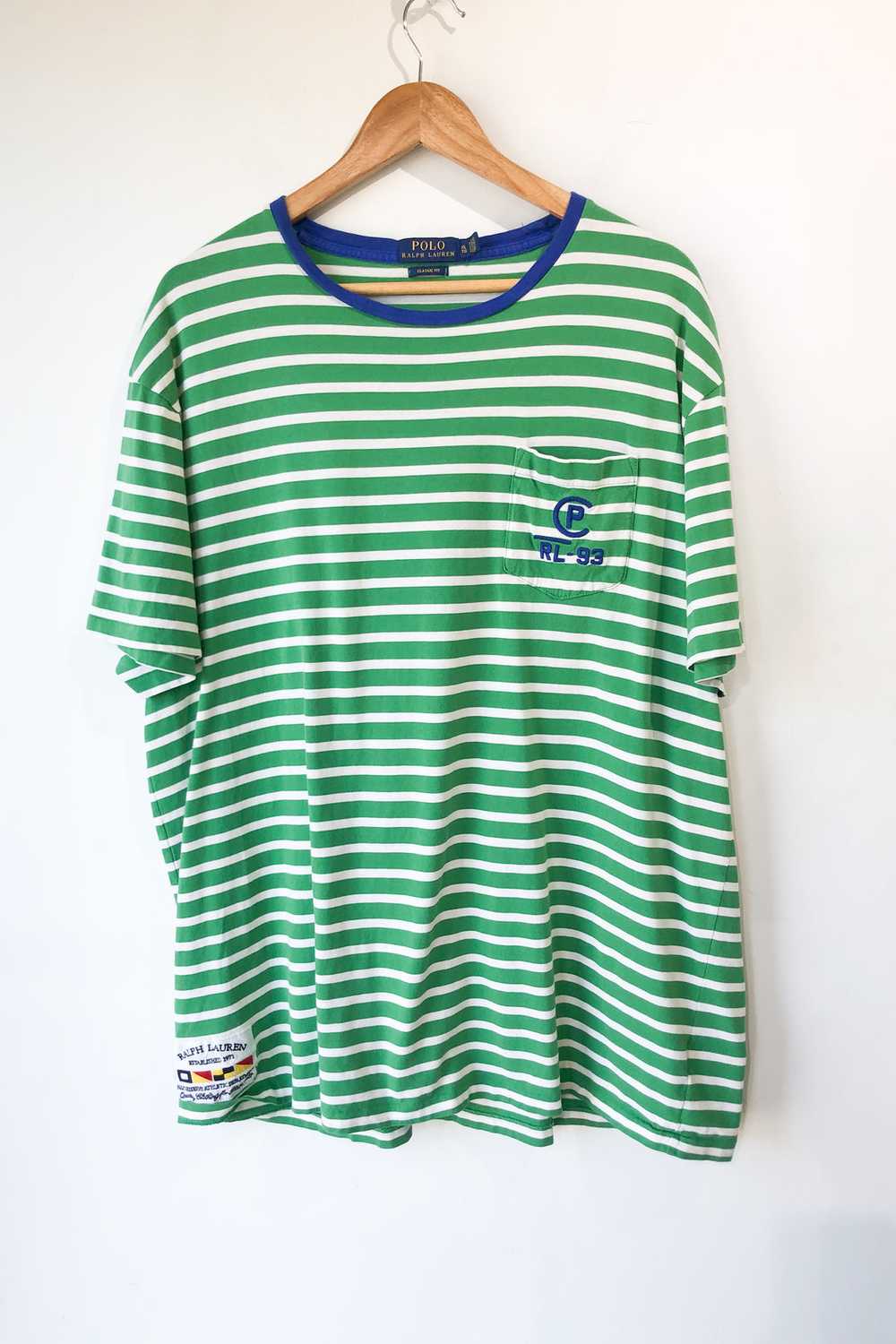 Ralph Lauren Green White Stripe Tshirt - image 1