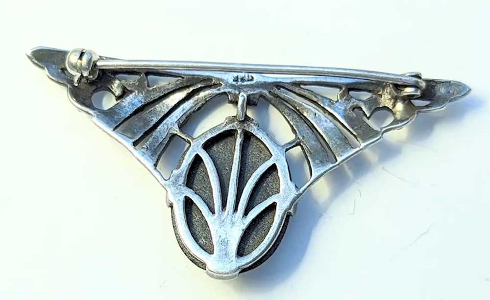 Art Deco style Sterling silver and onyx brooch - image 5