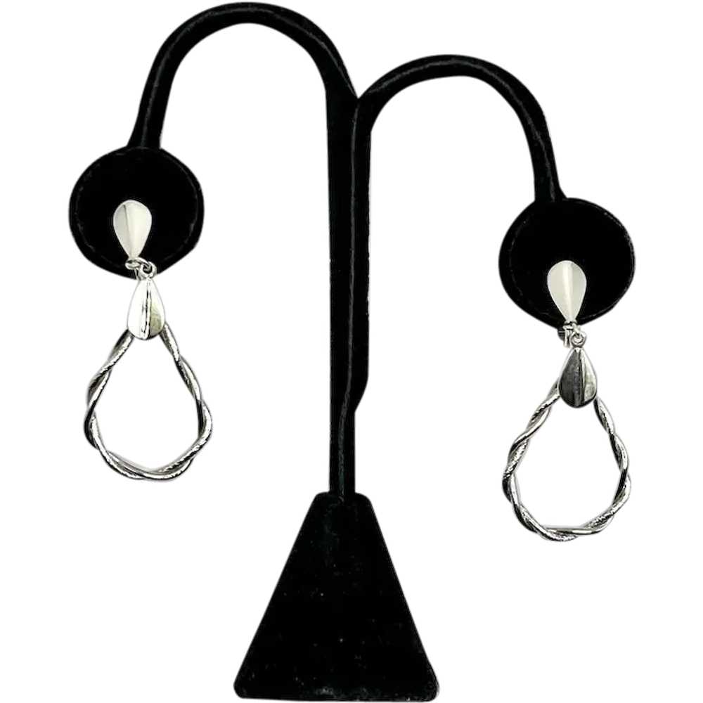 Lewis Segal Silvertone Vintage Hoop Dangle Earrin… - image 1