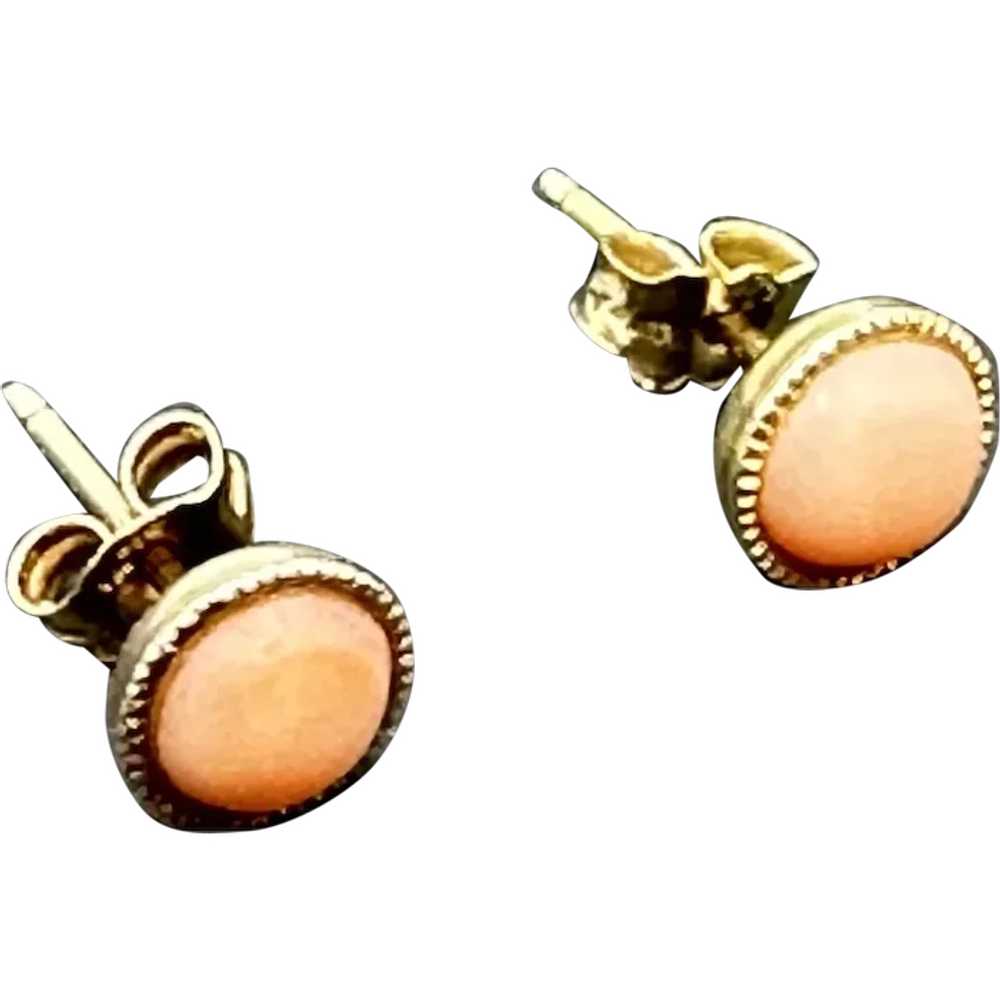 Angel Skin Coral and 9k Gold Earrings - image 1