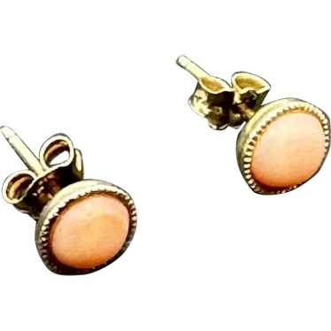 Angel Skin Coral and 9k Gold Earrings - image 1