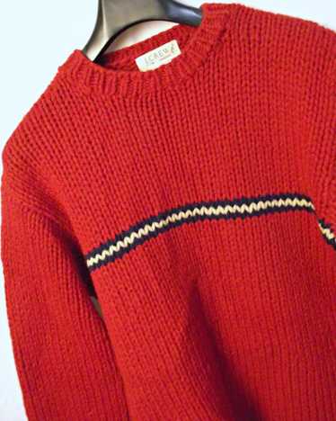 J.Crew Handknit 100% Wool Chunky Sweater Red