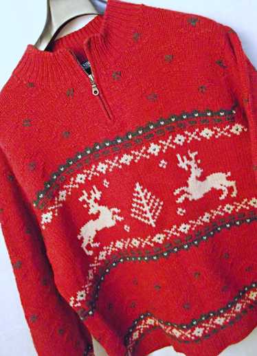 Lands End Vintage 1/4 Zip 100% Lambswool Sweater R