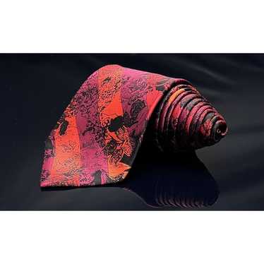 VITALIANO PANCALDI SILK selling TIE LUXURY BLACK RED ART DECO ABSTRACT PATTERN 3.25