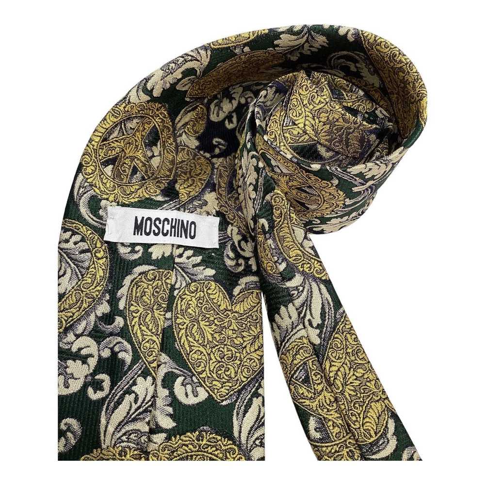 Moschino MOSCHINO Green Heart Print Silk Tie Ital… - image 4