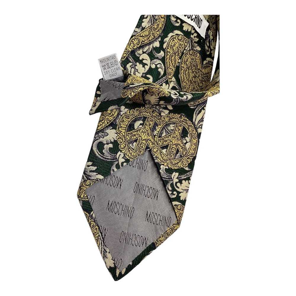 Moschino MOSCHINO Green Heart Print Silk Tie Ital… - image 6