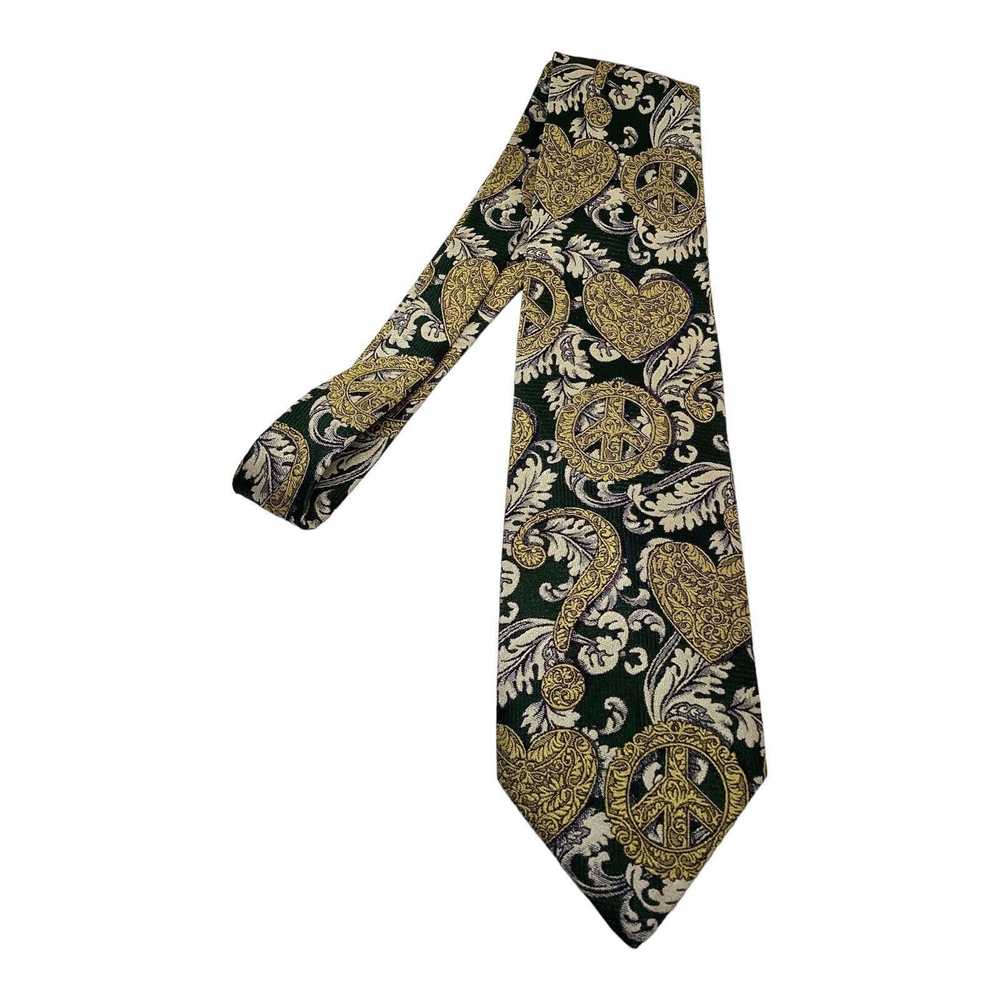 Moschino MOSCHINO Green Heart Print Silk Tie Ital… - image 8