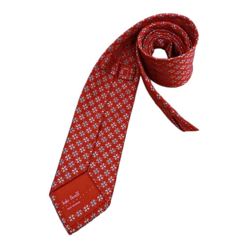 Designer ITALO FERRETTI Geometric Silk Tie HMADE … - image 5