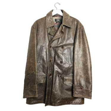 RRL Ralph Lauren Leather Naval Pea Coat Jacket - image 1