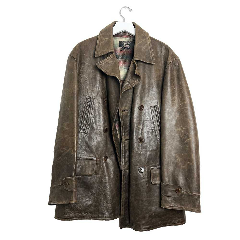 RRL Ralph Lauren Leather Naval Pea Coat Jacket - image 2