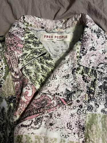 Free People Nadia Moto Jacket Mixed Print