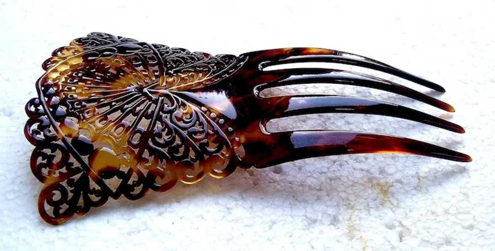 Faux shell Spanish style hair comb with pierced d… - image 8