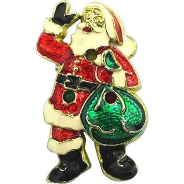 Vintage Molded Plastic Santa Pin w/ Flicker Lights