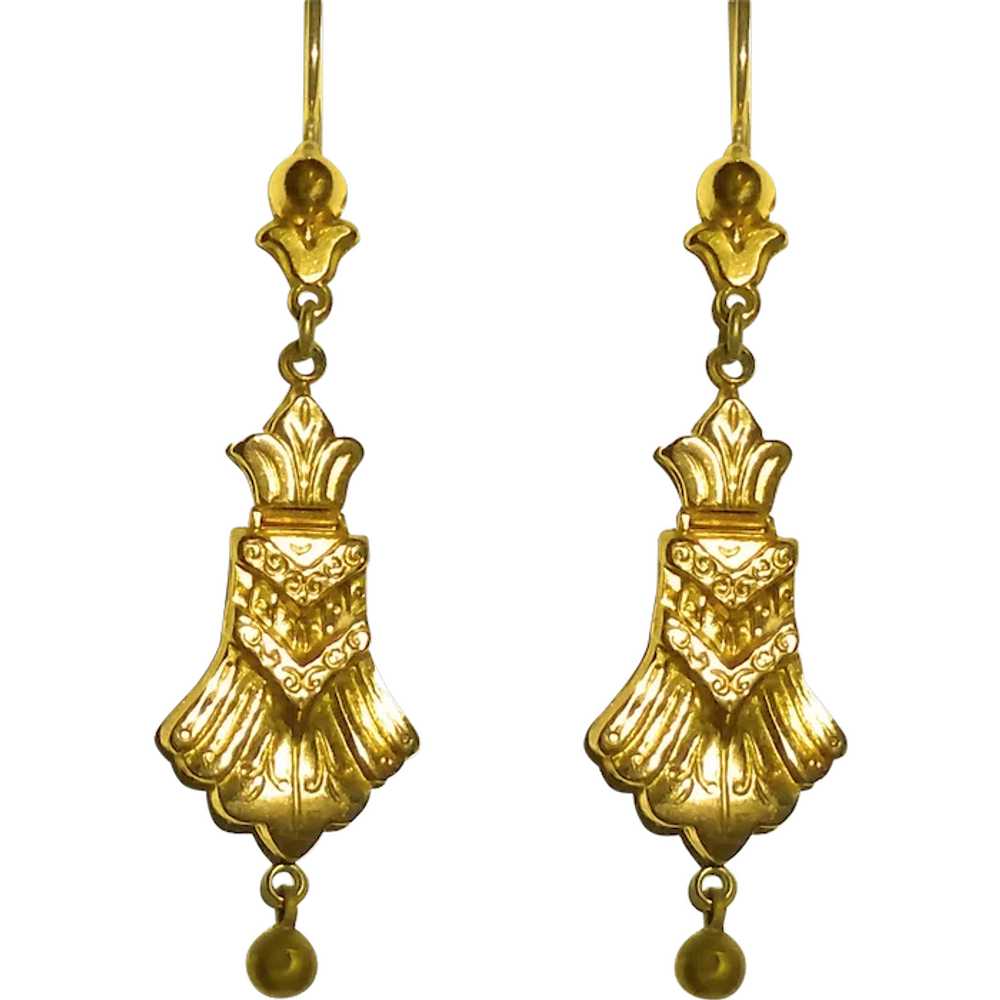 Antique Victorian Drop Earrings Gold Filled - image 1