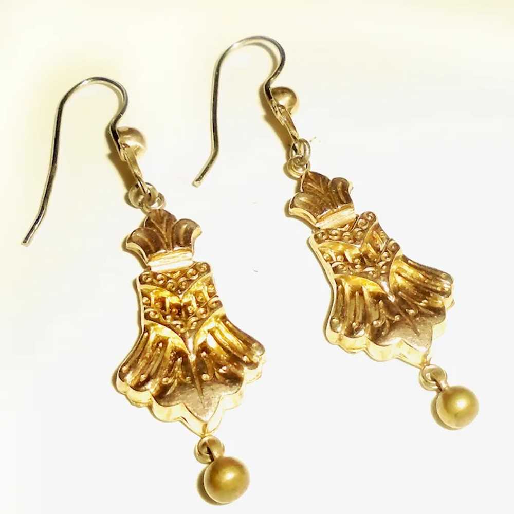 Antique Victorian Drop Earrings Gold Filled - image 2