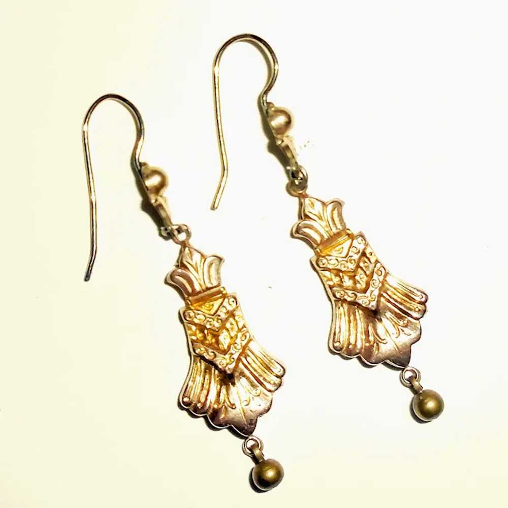 Antique Victorian Drop Earrings Gold Filled - image 3