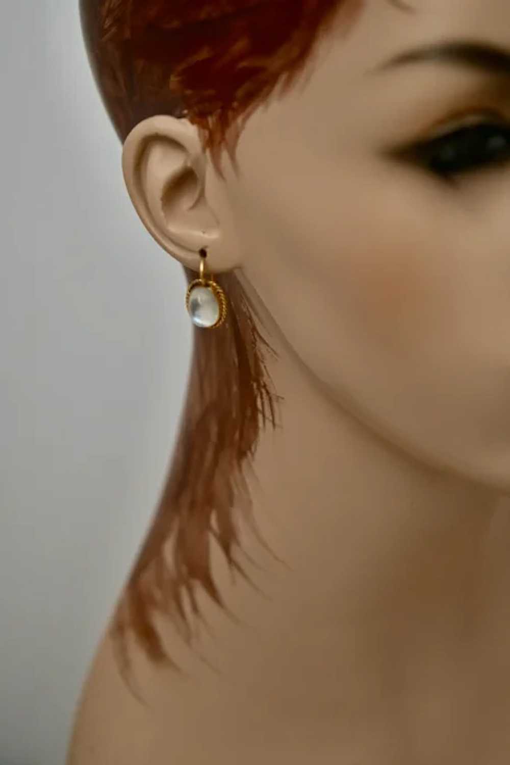Antique 15ct Moonstone Earrings - image 2