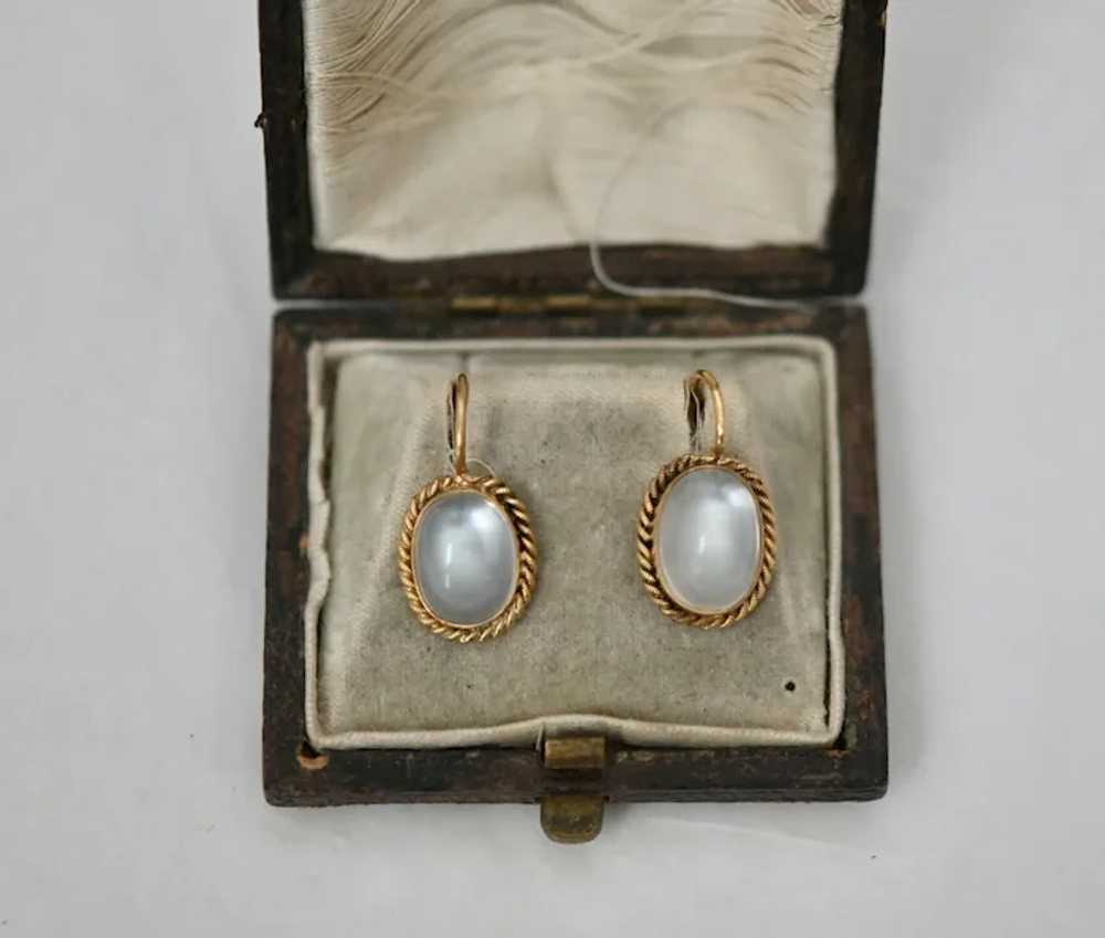 Antique 15ct Moonstone Earrings - image 3